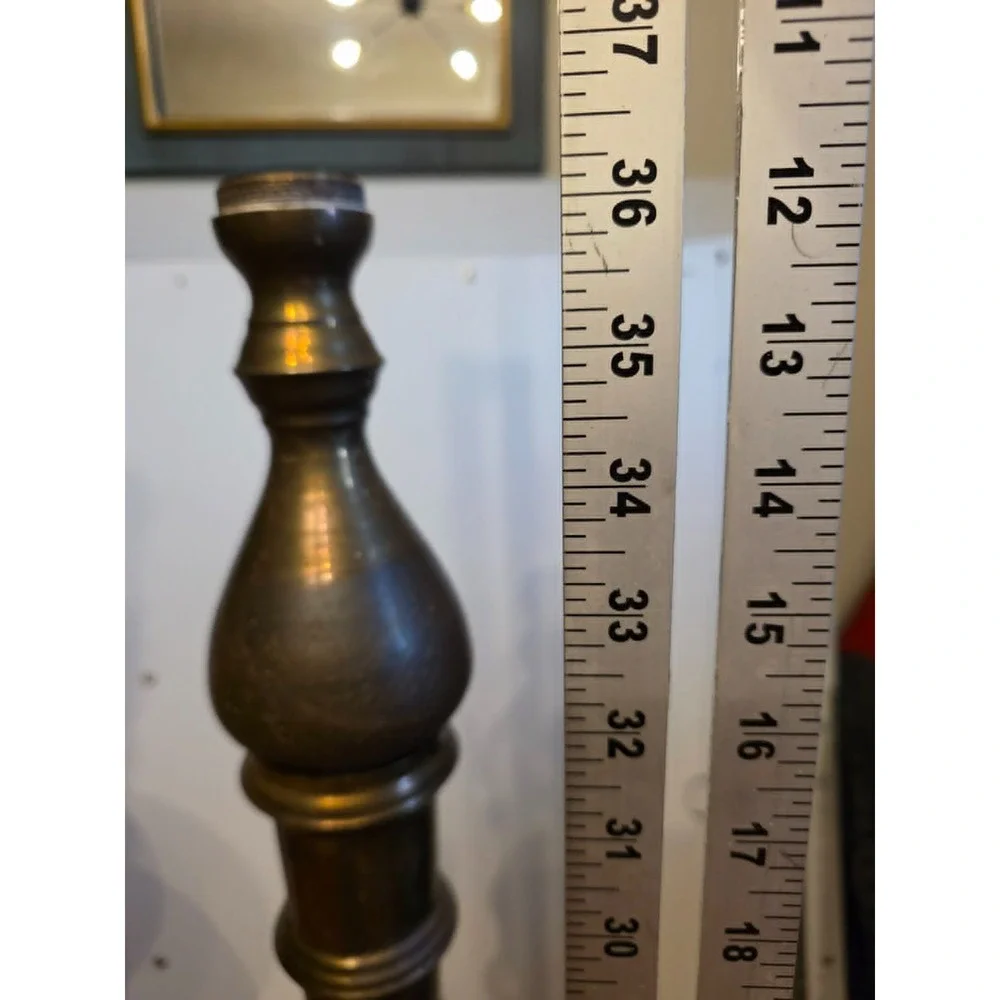 Moroccan Etched Brass Pillar Floor Altar Candlesticks Candle Holders Set Vintage